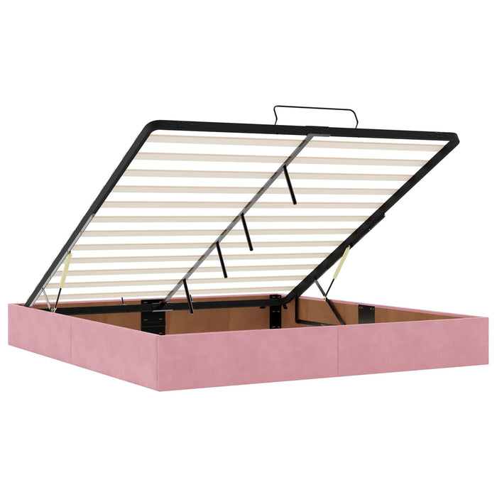 Pat Ottoman cu Saltea și LED Roz 180 x 200 cm Catifea WALTI