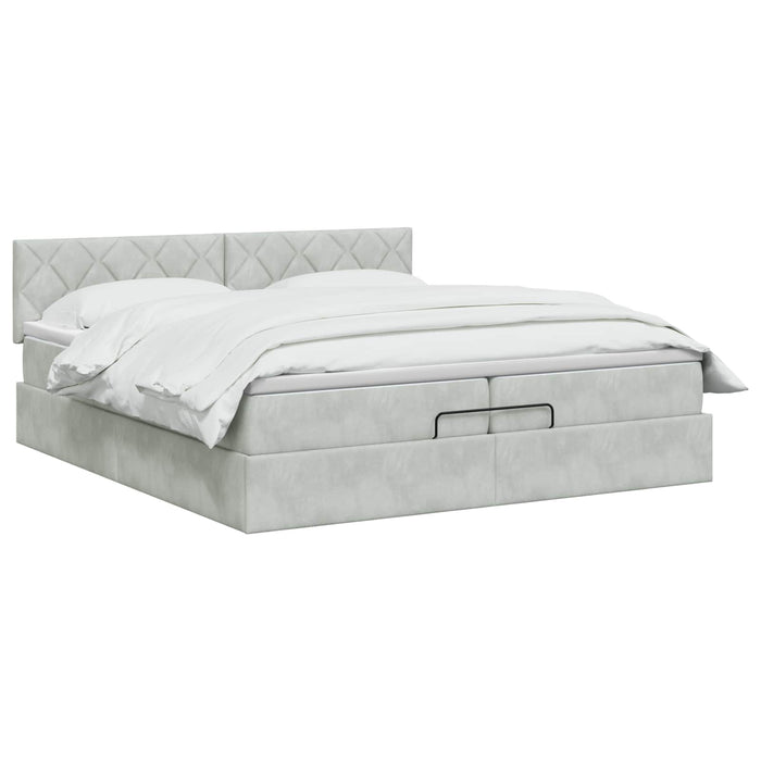 Pat Ottoman cu Saltea și LED Gri deschis 200 x 200 cm Catifea WALTI