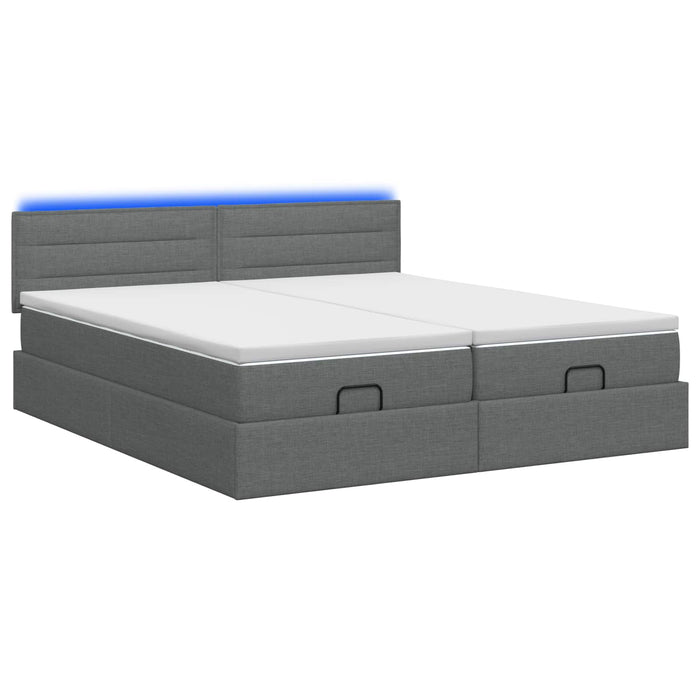 Pat Ottoman cu Saltea și LED Gri închis 160 x 200 cm Țesătură WALTI