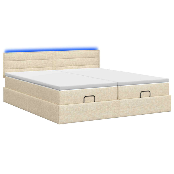 Pat Ottoman cu Saltea și LED Crem 200 x 200 cm Țesătură WALTI
