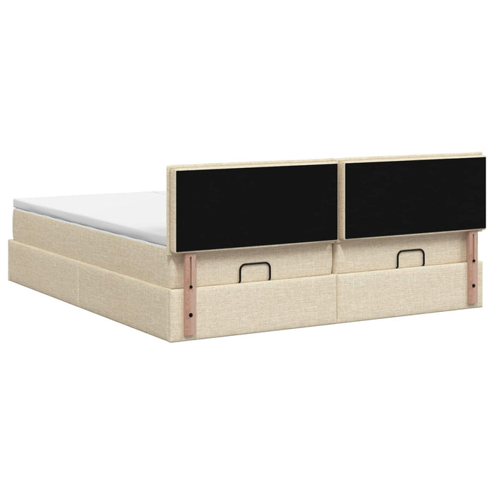 Pat Ottoman cu Saltea și LED Crem 200 x 200 cm Țesătură WALTI