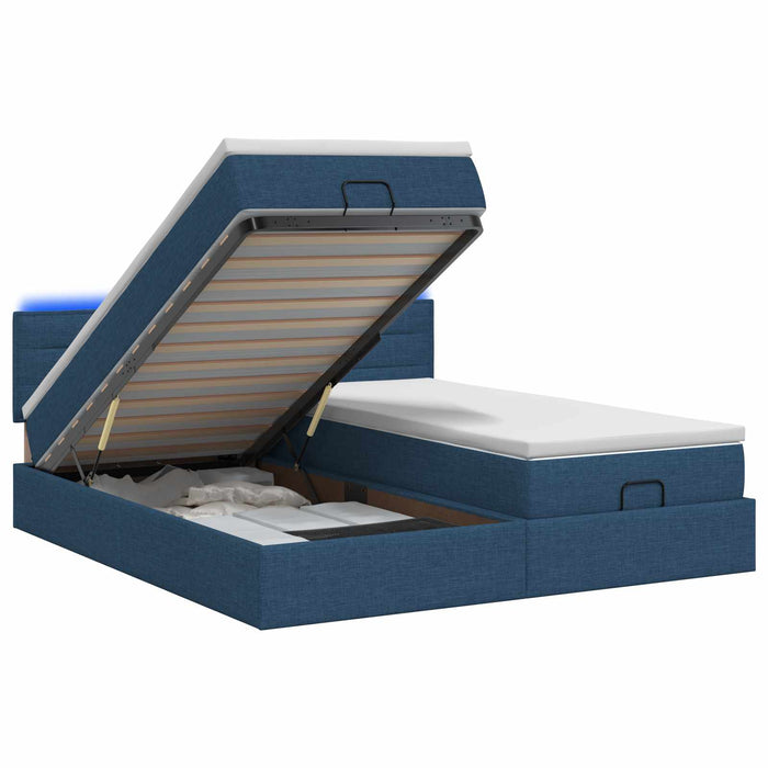 Pat Ottoman cu Saltea și LED albastru 200 x 200 cm Țesătură - WALTI WALTI