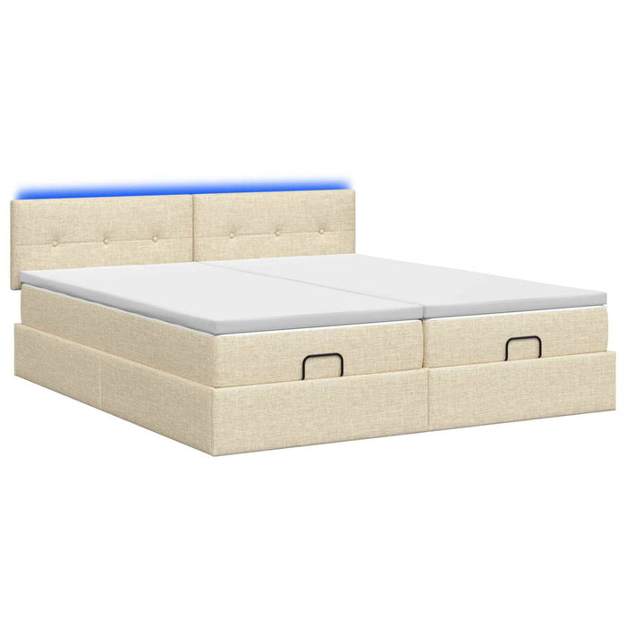 Pat Ottoman cu Saltea și LED Crem 160 x 200 cm Țesătură WALTI
