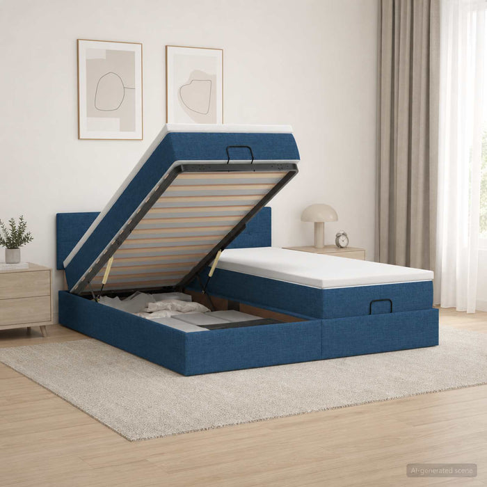 Pat Ottoman cu Saltea și LED albastru 180 x 200 cm Țesătură - WALTI WALTI