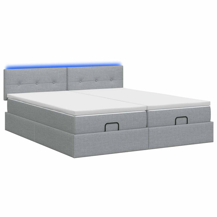 Pat Ottoman cu Saltea și LED Gri deschis 200 x 200 cm Țesătură WALTI