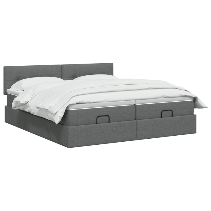 Pat Ottoman cu Saltea și LED Gri închis 200 x 200 cm Țesătură - WALTI WALTI