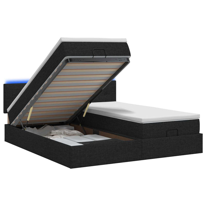 Pat Ottoman cu Saltea și LED Negru 200 x 200 cm Țesătură - WALTI WALTI