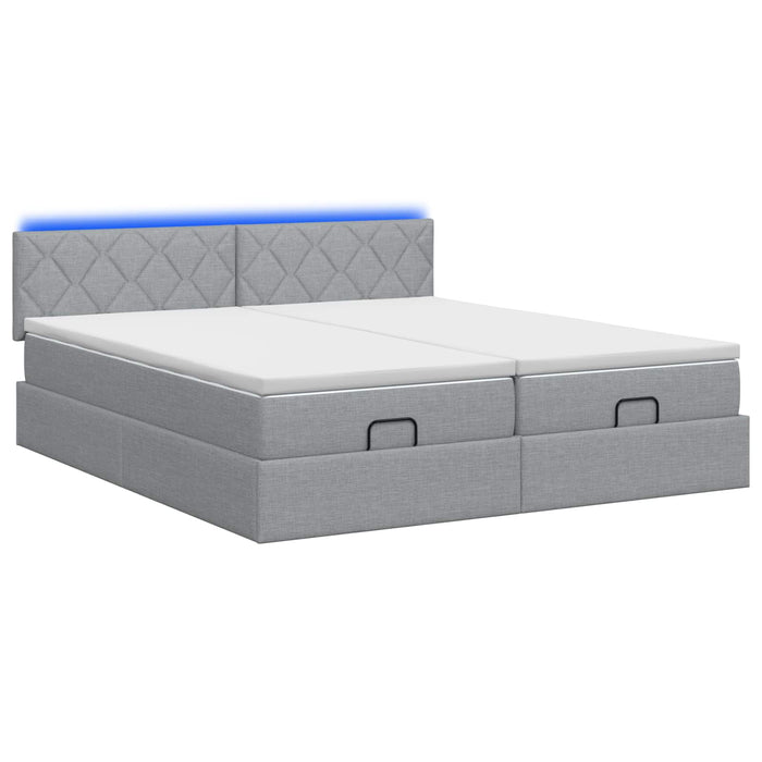Pat Ottoman cu Saltea și LED Gri deschis 160 x 200 cm Țesătură WALTI