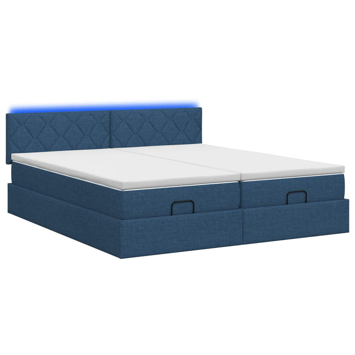 Pat Ottoman cu Saltea și LED albastru 160 x 200 cm Țesătură WALTI