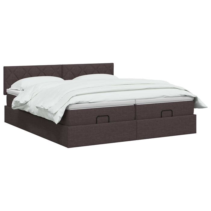 Pat Ottoman cu Saltea și LED Maro închis 200 x 200 cm Țesătură WALTI