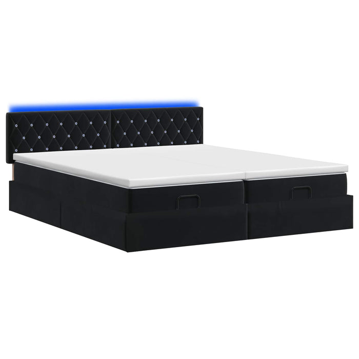 Pat Ottoman cu Saltea și LED Negru 160 x 200 cm Catifea - WALTI WALTI