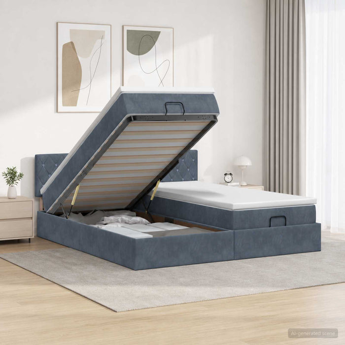 Pat Ottoman cu Saltea și LED Gri închis 180 x 200 cm Catifea - WALTI WALTI