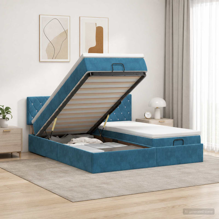 Pat Ottoman cu Saltea și LED Albastru închis 160 x 200 cm - WALTI WALTI