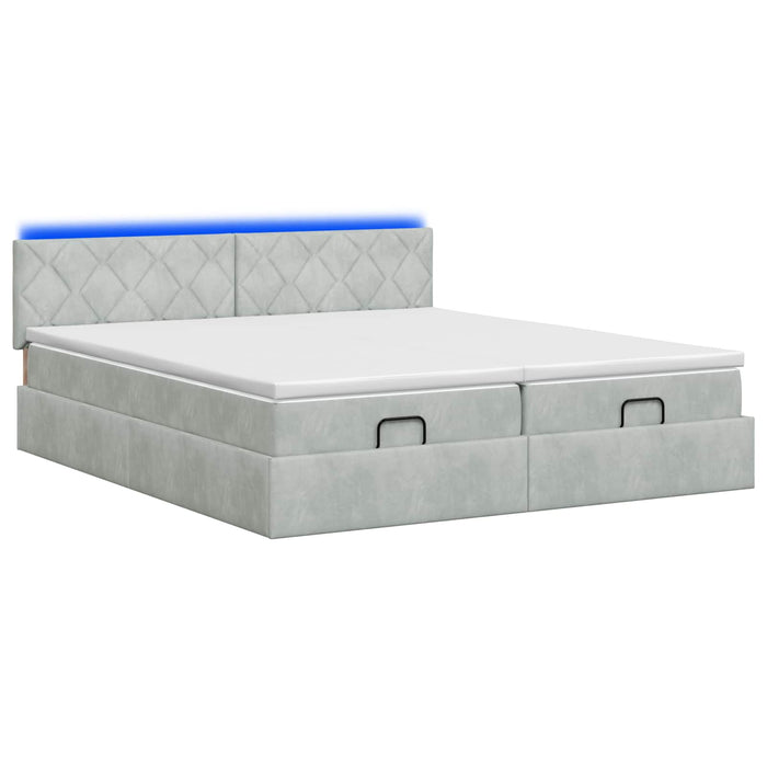 Pat Ottoman cu Saltea și LED Gri deschis 160 x 200 cm Catifea - WALTI WALTI