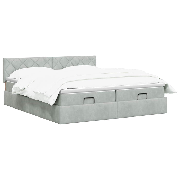 Pat Ottoman cu Saltea și LED Gri deschis 200 x 200 cm Catifea WALTI