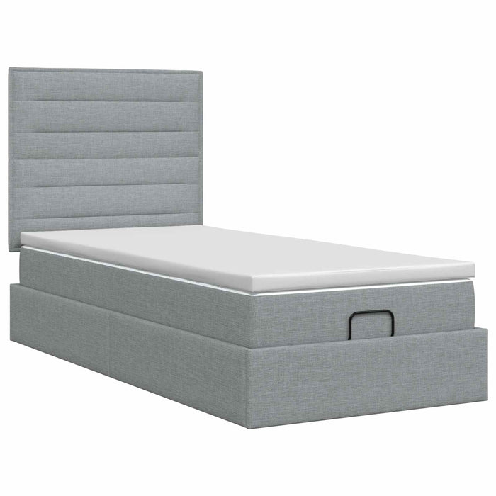 Pat ottoman cu saltea Gri deschis 80 x 200 cm Țesătură WALTI