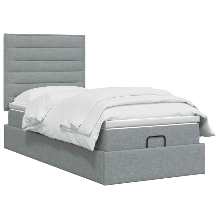 Pat ottoman cu saltea Gri deschis 80 x 200 cm Țesătură WALTI