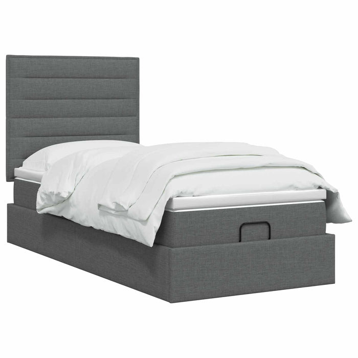 Pat ottoman cu saltea Gri închis 100 x 200 cm Țesătură WALTI