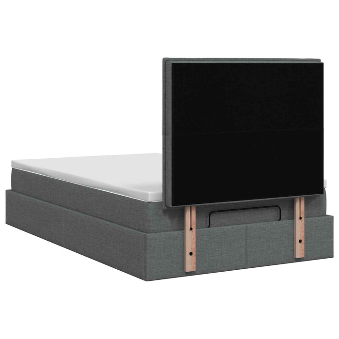 Pat ottoman cu saltea Gri închis 120 x 190 cm Țesătură WALTI