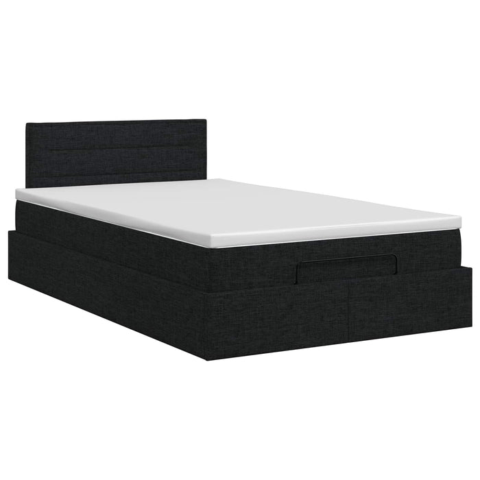 Pat ottoman cu saltea cu headboard Negru 120 x 200 cm Țesătură WALTI