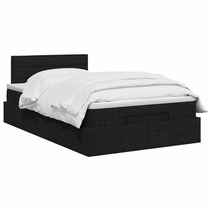 Pat ottoman cu saltea cu headboard Negru 120 x 200 cm Țesătură WALTI