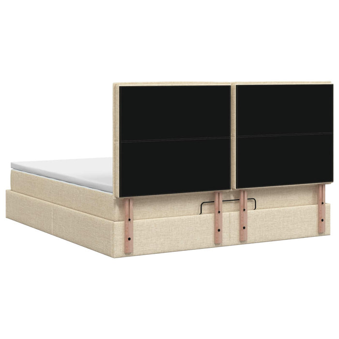 Pat ottoman cu saltea cu headboard Crem 160 x 200 cm Țesătură WALTI