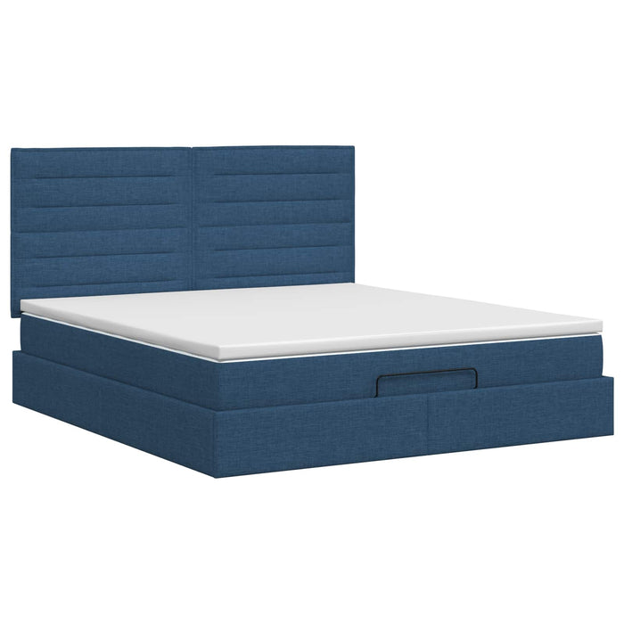 Pat ottoman cu saltea albastru 180 x 200 cm Țesătură WALTI