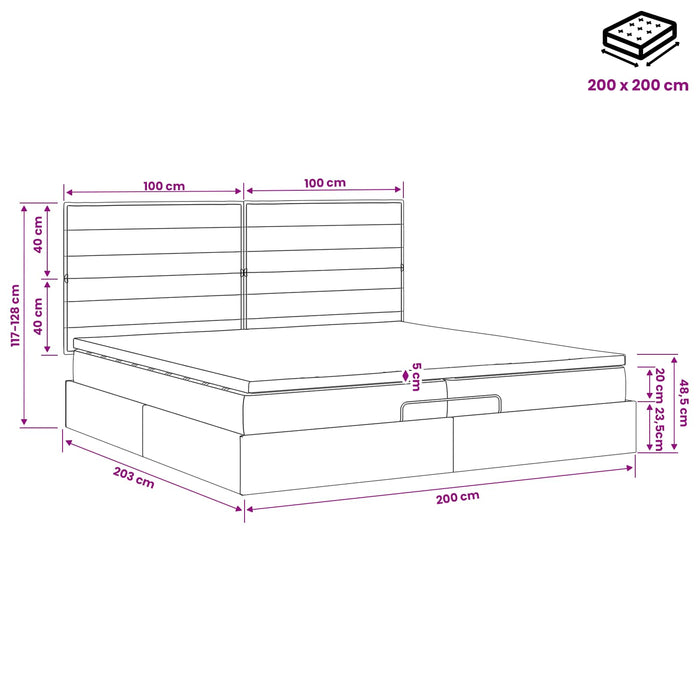Pat ottoman cu saltea Gri închis 200 x 200 cm Țesătură WALTI