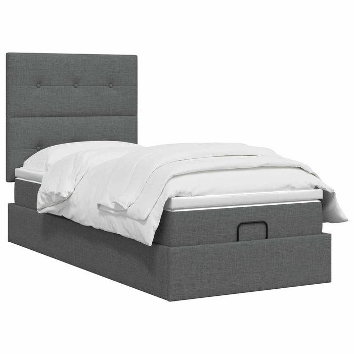 Pat ottoman cu saltea Gri închis 90 x 190 cm Țesătură WALTI