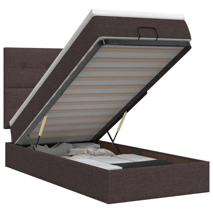 Pat ottoman cu saltea Maro închis 90 x 190 cm Țesătură WALTI