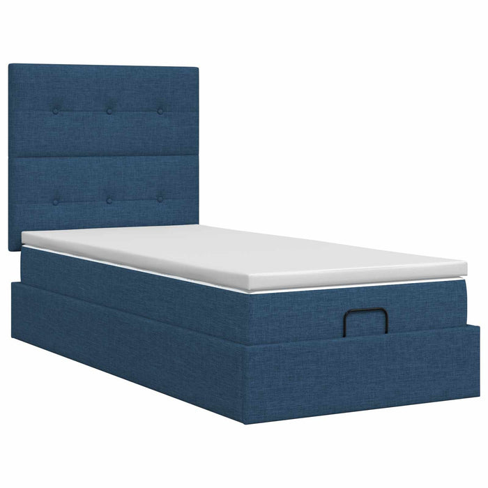 Pat ottoman cu saltea albastru 90 x 200 cm Țesătură - WALTI WALTI