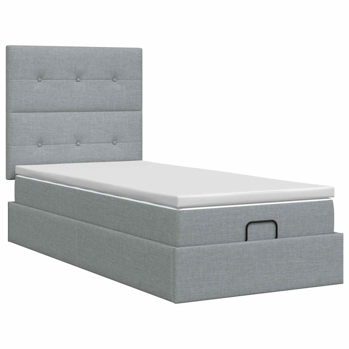 Pat ottoman cu saltea Gri deschis 100 x 200 cm Țesătură WALTI