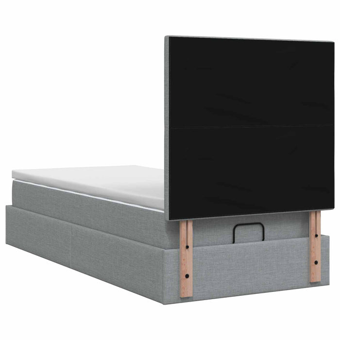 Pat ottoman cu saltea Gri deschis 100 x 200 cm Țesătură WALTI