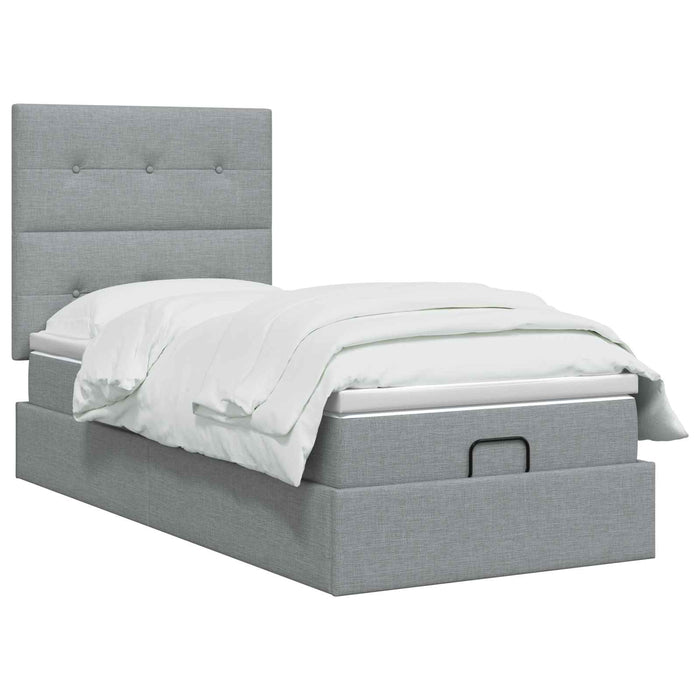 Pat ottoman cu saltea Gri deschis 100 x 200 cm Țesătură WALTI