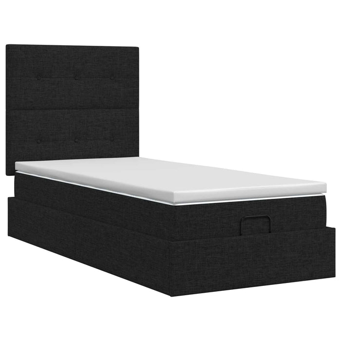 Pat ottoman cu saltea cu headboard Negru 100 x 200 cm Țesătură - WALTI WALTI