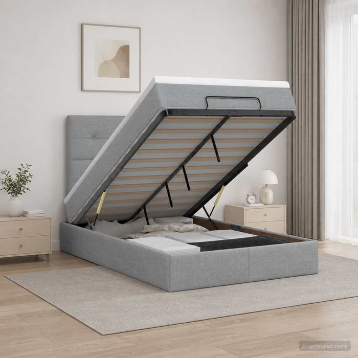 Pat Ottoman cu Saltea și LED Gri deschis 120 x 190 cm Țesătură WALTI