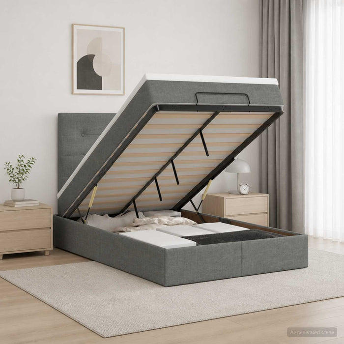 Pat Ottoman cu Saltea și LED Gri închis 120 x 190 cm Țesătură - WALTI WALTI