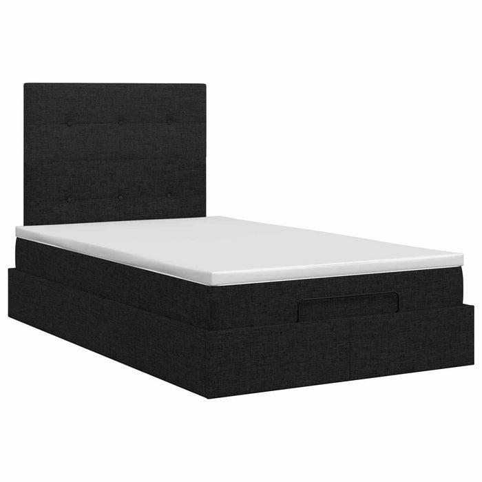 Pat ottoman cu saltea cu headboard Negru 120 x 200 cm Țesătură - WALTI WALTI