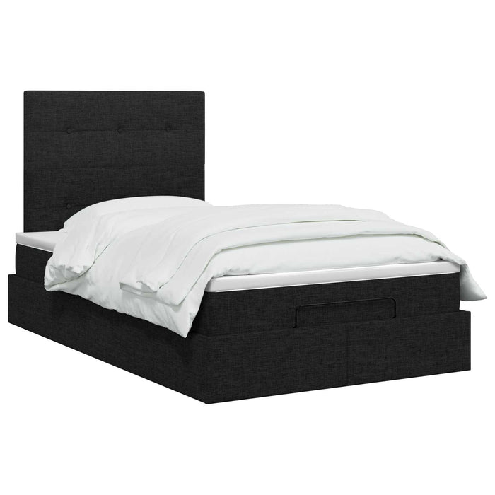 Pat ottoman cu saltea cu headboard Negru 120 x 200 cm Țesătură - WALTI WALTI