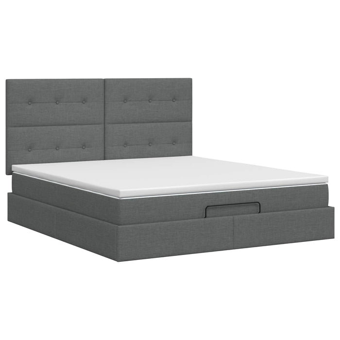 Pat ottoman cu saltea Gri închis 180 x 200 cm Țesătură WALTI