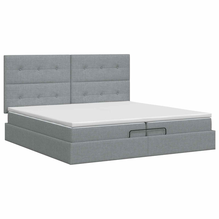 Pat ottoman cu saltea Gri deschis 200 x 200 cm Țesătură WALTI