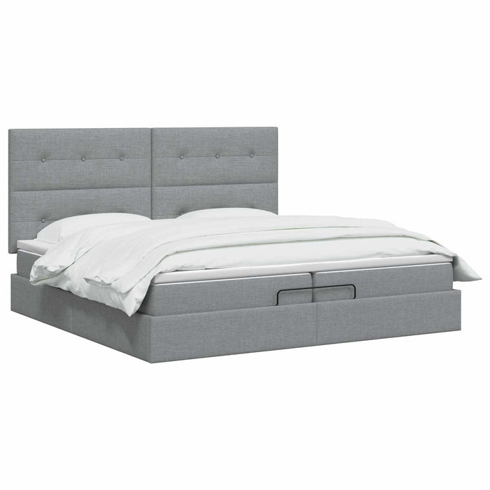 Pat ottoman cu saltea Gri deschis 200 x 200 cm Țesătură WALTI