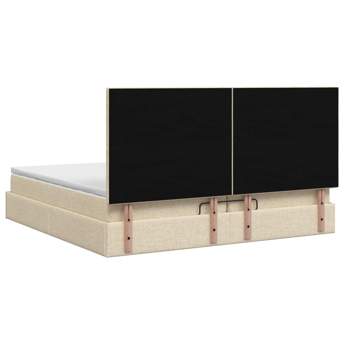 Pat ottoman cu saltea cu headboard Crem 200 x 200 cm Țesătură WALTI
