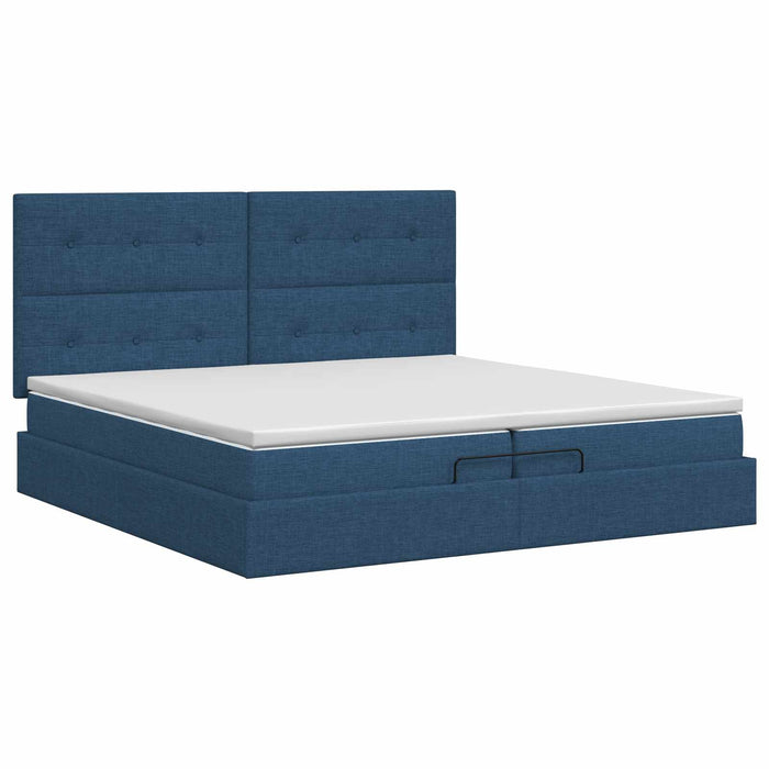 Pat ottoman cu saltea albastru 200 x 200 cm Țesătură WALTI