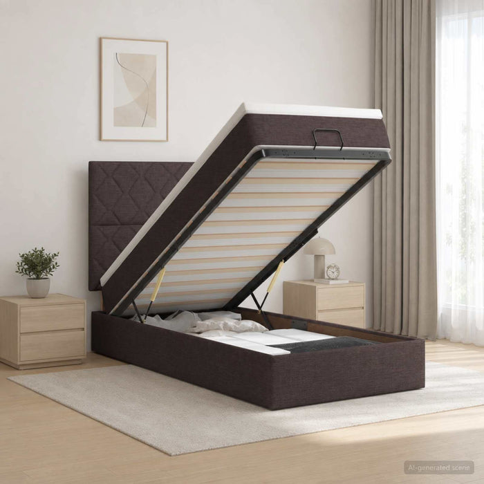 Pat Ottoman cu Saltea și LED Maro închis 80 x 200 cm Țesătură WALTI