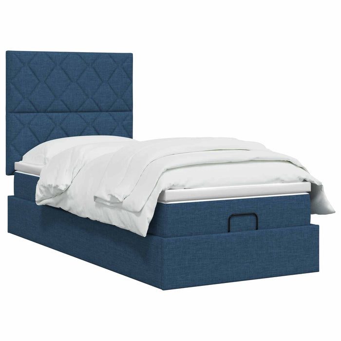 Pat ottoman cu saltea albastru 80 x 200 cm Țesătură WALTI