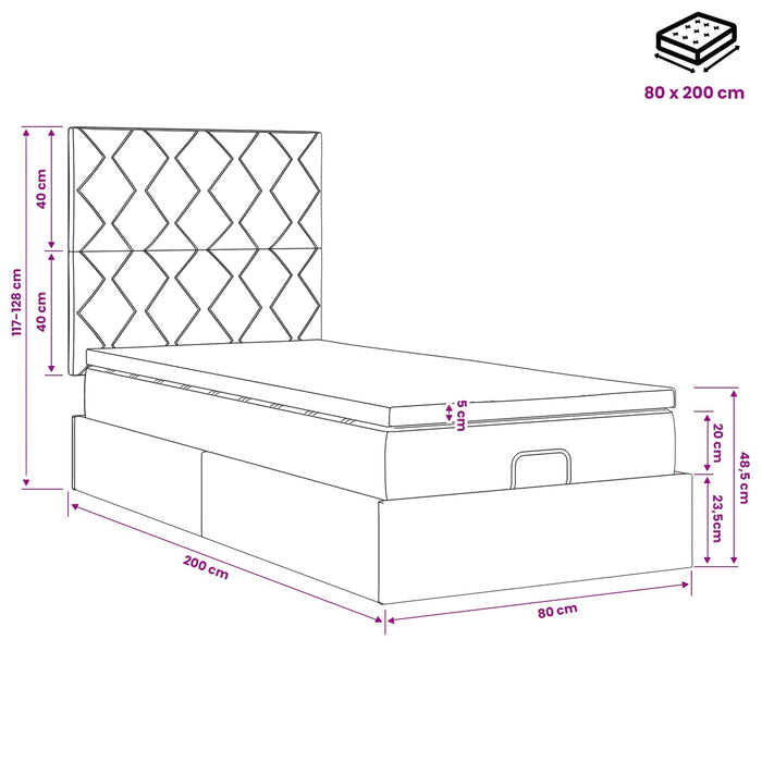 Pat ottoman cu saltea albastru 80 x 200 cm Țesătură WALTI