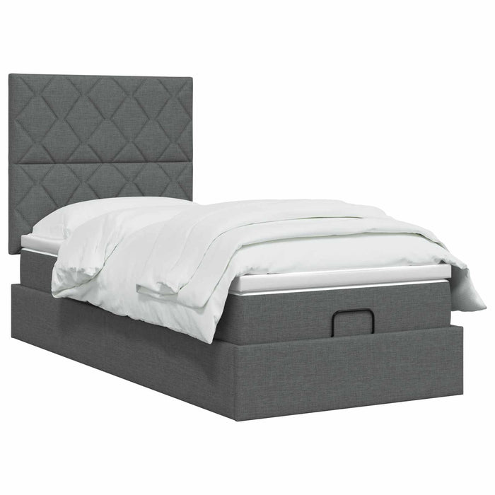 Pat ottoman cu saltea Gri închis 90 x 200 cm Țesătură WALTI