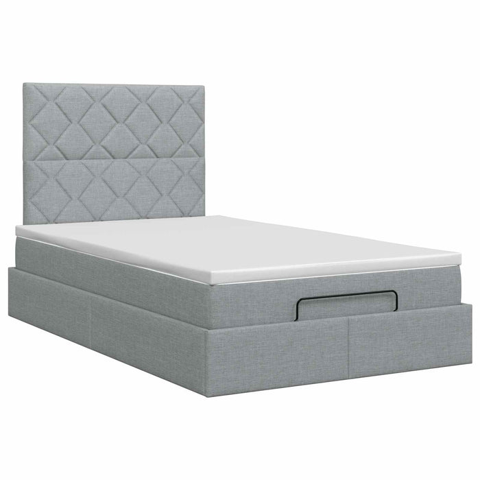 Pat ottoman cu saltea Gri deschis 120 x 190 cm Țesătură WALTI