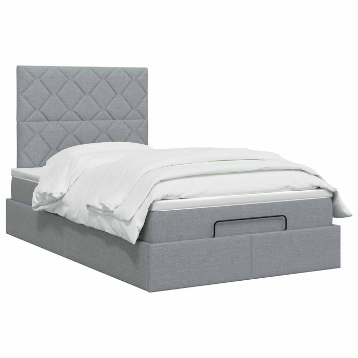 Pat ottoman cu saltea Gri deschis 120 x 190 cm Țesătură WALTI